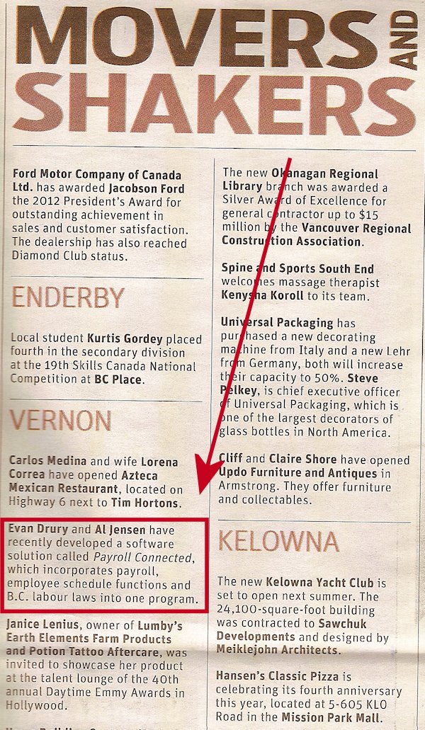 Payroll Connected listed in Movers and Shakers